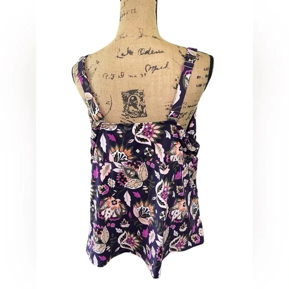 Lands End Purple Floral Swim Tankini Size 24W/ DD Adjustable Straps Build In Bra - Picture 3 of 6